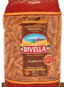 DIVELLA FUSILLI 40 PASTA INTEGRALE 500 G - 24 UNI/CAJA | DIVELLA FUSILLI 40 WHOLE WHEAT PASTA 500 G - 24 UNIT/BOX