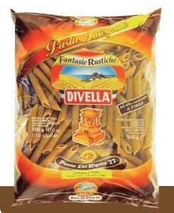 DIVELLA PENNE ZITI RIGATE 27 PASTA INTEGRALE 500 G - 24 UNI/CAJA | DIVELLA PENNE ZITI RIGATE 27 WHOLE WHEAT PASTA 500 G - 24 UNIT/BOX