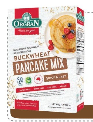 ORGRAN MEZCLA PARA PANCAKE TRIGO SARRACENO 375 G - 8 UNI/CAJA | ORGRAN BUCKWHEAT PANCAKE MIX 375 G - 8 UNIT/BOX