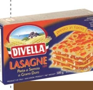 DIVELLA LASAGNE DI SEMOLA 500 G - 12 UNI/CAJA | DIVELLA SEMOLINA LASAGNE 500 G - 12 UNIT/BOX