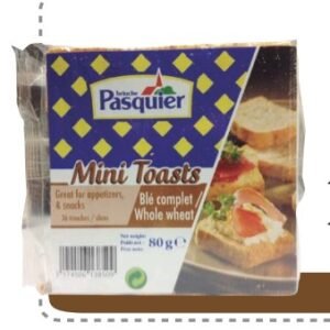 PASQUIER MINI TOAST WHOLE WHEAT 80 G - 24 UNI/CAJA | PASQUIER WHOLE WHEAT MINI TOAST 80 G - 24 UNIT/BOX