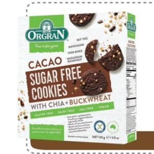 ORGRAN CACAO SUGAR FREE COOKIES 130 G - 7 UNI/CAJA | ORGRAN CACAO SUGAR FREE COOKIES 130 G - 7 UNIT/BOX