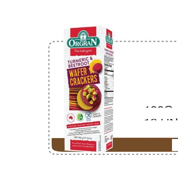 ORGRAN BEETROOT AND TURMERIC WAFER CRACKERS 100 G - 10 UNI/CAJA | ORGRAN BEETROOT AND TURMERIC WAFER CRACKERS 100 G - 10 UNIT/BOX