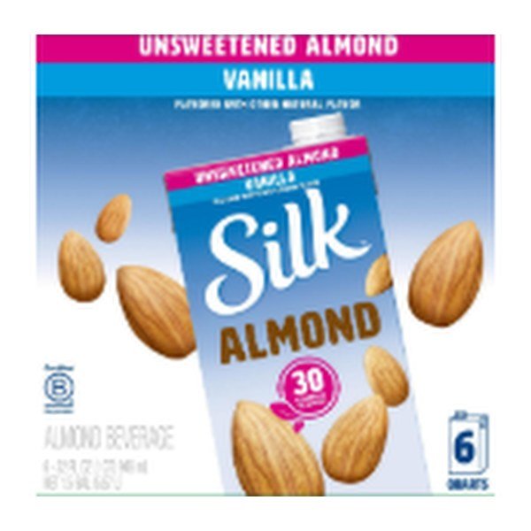Silk Bebida de Almendras sin Endulzante Sabor a Vainilla 6 Unidades / 946 mL / 32 oz | Silk Unsweetened Almond Milk, Vanilla Flavor, 6-Pack / 946 mL / 32 oz