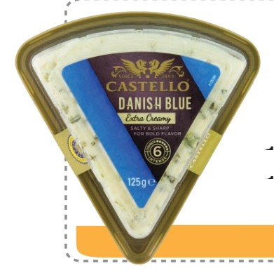 QUESO AZUL CASTELLO DANISH BLUE EXTRA CREAMY 100 G - 18 UNI/CAJA | CASTELLO DANISH BLUE EXTRA CREAMY BLUE CHEESE 100 G - 18 UNIT/BOX