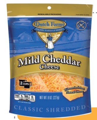 DUTCH FARMS MILD CHEDDAR RALLADO 227 G - 12 UNI/CAJA | DUTCH FARMS SHREDDED MILD CHEDDAR 227 G - 12 UNIT/BOX