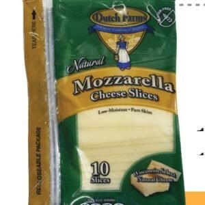 DUTCH FARMS QUESO MOZARELLA REBANADO 170 G - 12 UNI/CAJA | DUTCH FARMS SLICED MOZZARELLA CHEESE 170 G - 12 UNIT/BOX