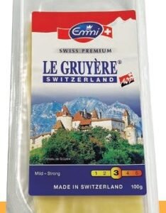 EMMI QUESO GRUYERE REBANADO 100 G - 10 UNI/CAJA | EMMI SLICED GRUYERE CHEESE 100 G - 10 UNIT/BOX