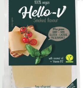 HELLO-V QUESO VEGANO REB. AHUMADO 140 G - 10 UNI/CAJA | HELLO-V SLICED VEGAN SMOKED CHEESE 140 G - 10 UNIT/BOX