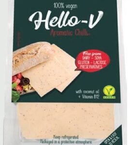 HELLO-V QUESO VEGANO REB. CHILI AROM?TICO 140 G - 10 UNI/CAJA | HELLO-V SLICED VEGAN AROMATIC CHILI CHEESE 140 G - 10 UNIT/BOX