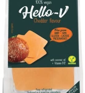 HELLO-V QUESO VEGANO REB. CHEDDAR 140 G - 10 UNI/CAJA | HELLO-V SLICED VEGAN CHEDDAR CHEESE 140 G - 10 UNIT/BOX