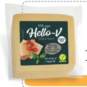 HELLO-V QUESO VEGANO PORCI?N AHUMADO 200 G - 8 UNI/CAJA | HELLO-V VEGAN SMOKED CHEESE PORTION 200 G - 8 UNIT/BOX
