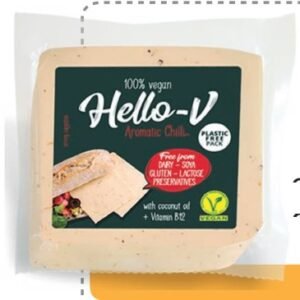 HELLO-V QUESO VEGANO PORCI?N CHILI AROMATICO 200 G - 8 UNI/CAJA | HELLO-V VEGAN AROMATIC CHILI CHEESE PORTION 200 G - 8 UNIT/BOX